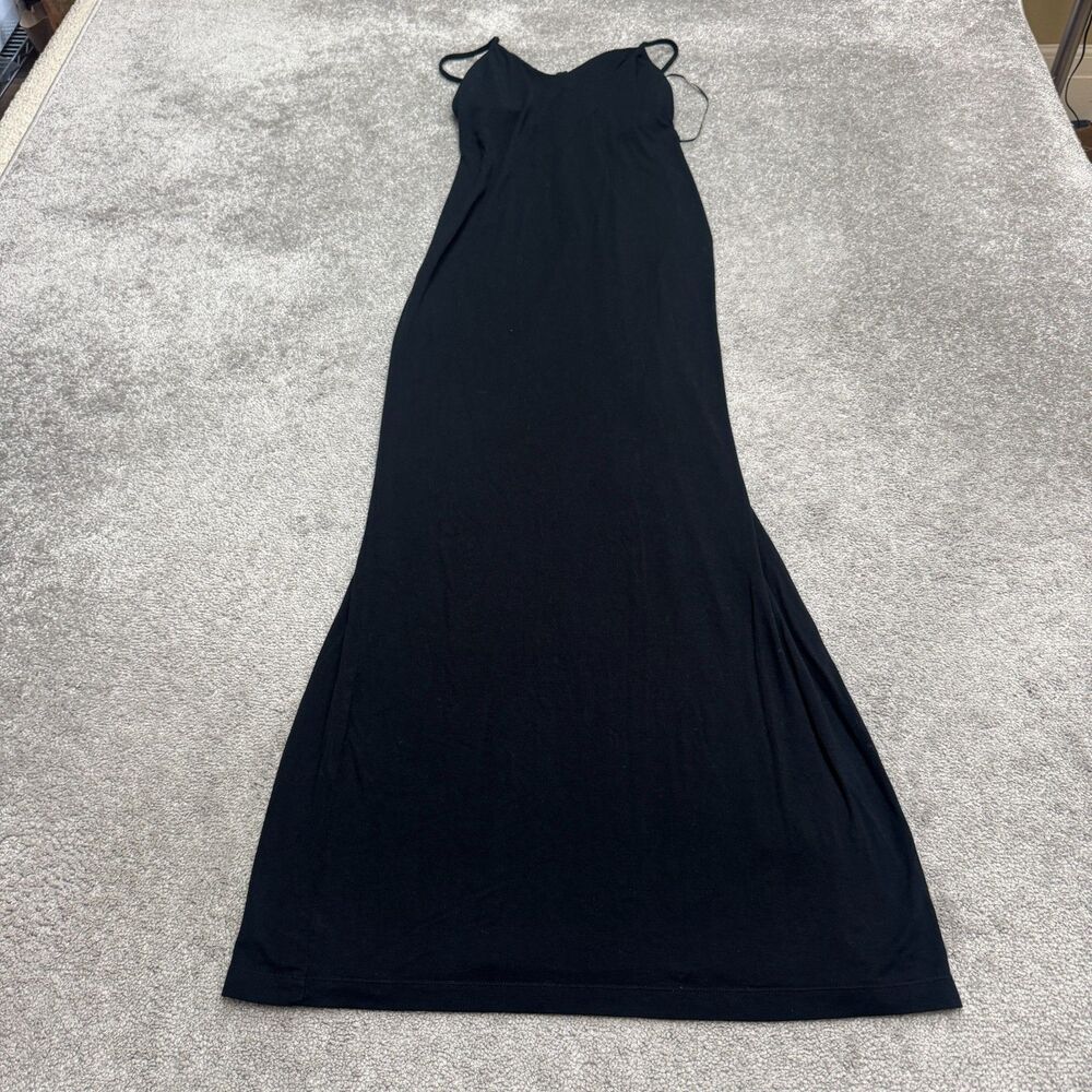 Fabletics Strappy Backless Maxi Dress Womens Small Black Build In Bra Stretch
